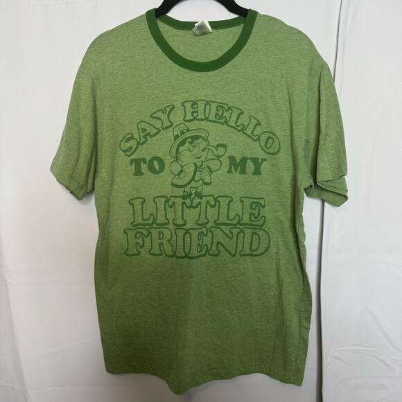 St. Paddy's Irish Green Say Hello to My Little Friend Leprechaun Tee Gaziani M - Picture 1 of 7